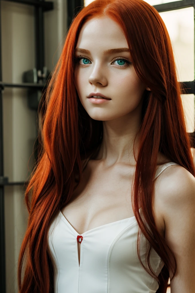 Bones studio, girl, long red hair, green eyes, White skin