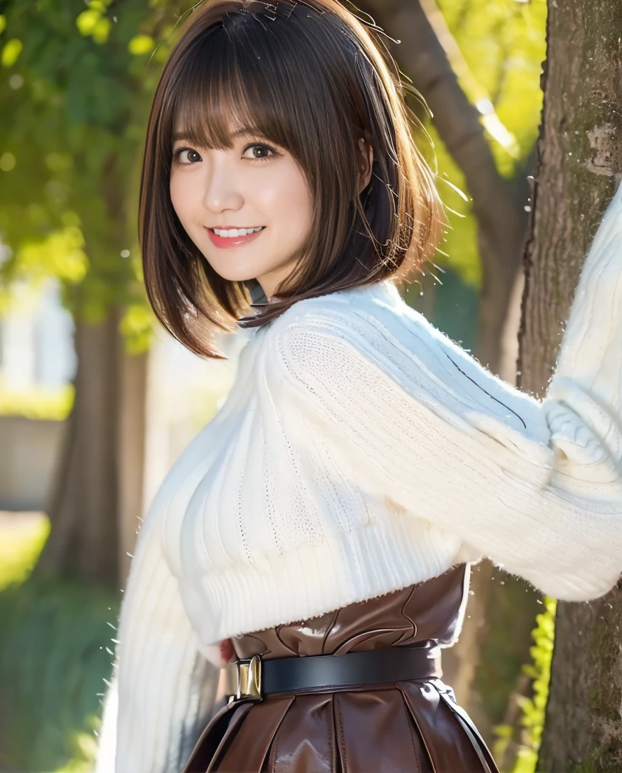 歯をみせるsmileの女の子、Summer knitwear、Leather Belt、skirt、Lens flare、Hair blowing in the wind、Medium Short Hair、、Expressing the whiteness of one's breath、Photo from the waist up、Night city illumination shot、Cowgirl Shot、Fur coat、豪華なグレーのミンクのFur coat、Wear fine leather boots、Luxury Bags、Inner turtleneck、Silver necklace and small silver earrings Millionaire style:1.4))、Full body photo、smile、 Caustics、Highly detailed photos、Very beautiful woman 、Ample 、No makeup、(8K、RAW Photos、Highest quality、masterpiece:1.2)、(Realistic、Realistic)、1 Girl、((Medium Short Hair、Midwinter、Cold region Snow falling、The wind is blowing、Fluttering Hair、Blur the background、Colorful illuminations、Looking into the camera:1.4))、
