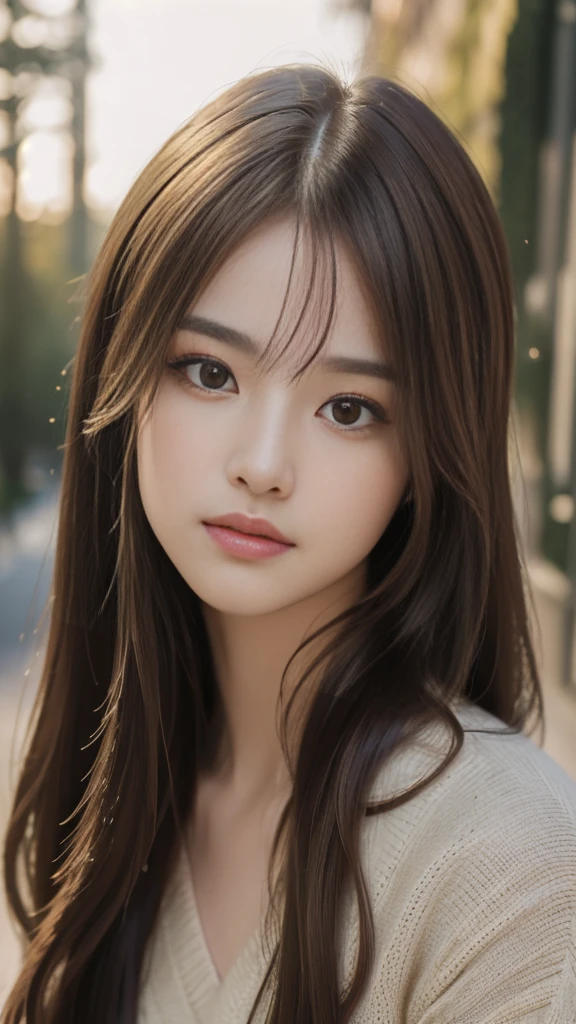 (masterpiece: 1.3), (8K, Realistic, RAW Photos, Highest quality: 1.4), (One girl), Beautiful Face, (Realistic Face), (Long Hair: 1.3), Beautiful hairstyle, Realistic eyes, Beautiful brown eyes, Beautiful details in the eyes, (Realistic Skin), Beautiful Skin, (sweater), Absurd, Charm, 超High resolution, Ultra-realistic, High resolution, Golden Ratio