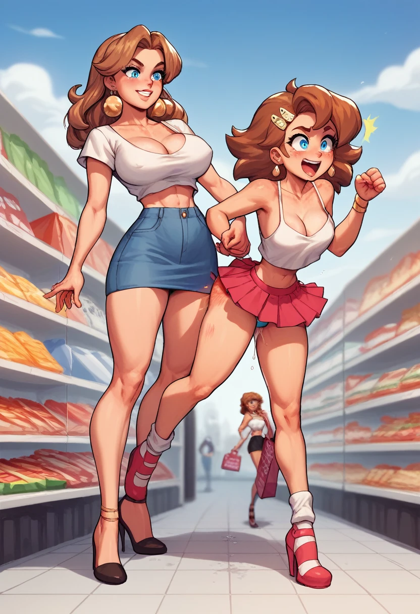 A most Beauty mother-in-law tiny height, , shopping Supermarket brown Hair long hair girly hairpin White knitted crop top ((Mother and teendaughter have the most beautiful breasts)), micromini skirt squat, broken home, gangs, (masterpiece), best quality, expressive eyes, perfect face, the tearing of clothes of the daughter, many lewd teendaughters, unclad, skirt lifted, (red bottom), pinned down, puffy nips, damsel in distress, ((cute body)), (leg spread open),ryona, short, slap mark, dripping, spurting, fight