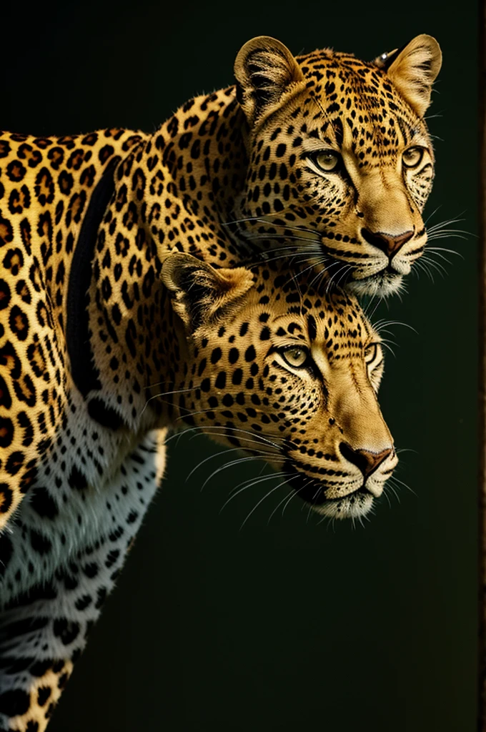 Leopard on a dark green background