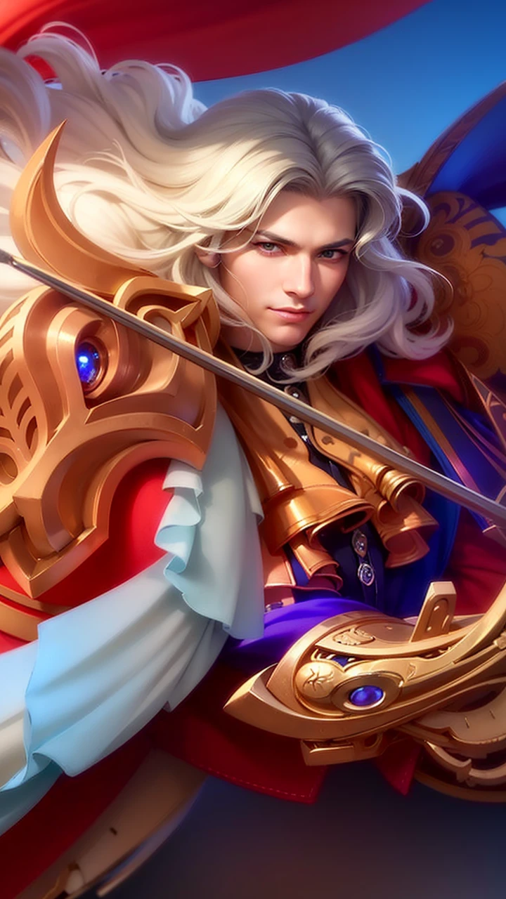 masculine male, masterpiece, ((perfect eyes)) best quality, (semirealism:1.9), beautiful lighting, (extremely detailed CG unity 4k fhd wallpaper), High Detail, Sharp focus, dramatic outdoors, 1 boy ,19 years old, white hair, light purpel eyes, smile.