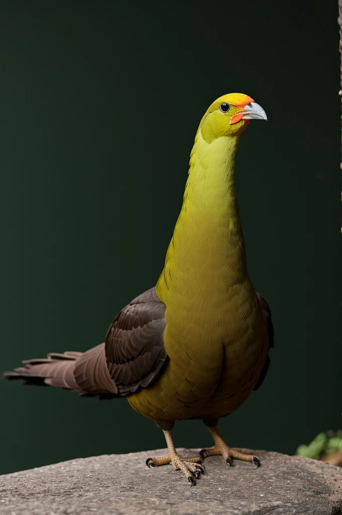 Peruvian cock of the rock on dark green background