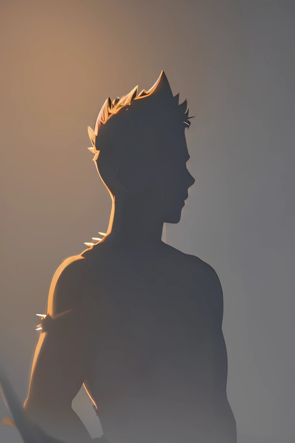 solo, 1boy, short spiked hair, masculine, ((silhouette:1.4))