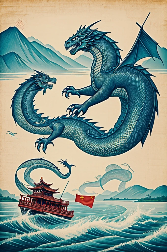 chinese river icon with a dragon