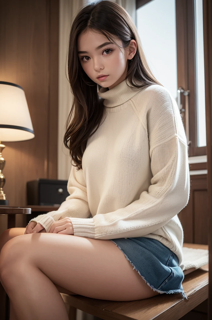 ((best qualityer)), ((work of art)), (detailded), 1 girl, ombro to ombro sweater,