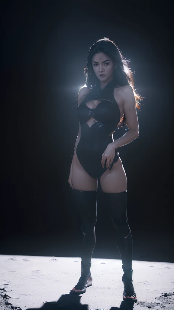 (((full body photo))), (((Image resolution 4K 8K level, (((Increase contrast))),(photo realistic:1.4), (hyper realistic:1.4), ((Focus on facial details)), ((beautiful face)), Dark and beautiful, ((Standing pose)), ((Cool standing pose)), (realistic:1.3),whole body,Medieval European Aswin,The warrior's style of fighting,(breastplate of metal),Bang Island,woman,15 years,Sleeveless, Whiter skin, In the forest,Black Boots,holding a sword,girl,(legs without stockings),White swimsuit bottom,blue eyes,Lively eyes,,realistic skin, Slender body, dust on clothes,