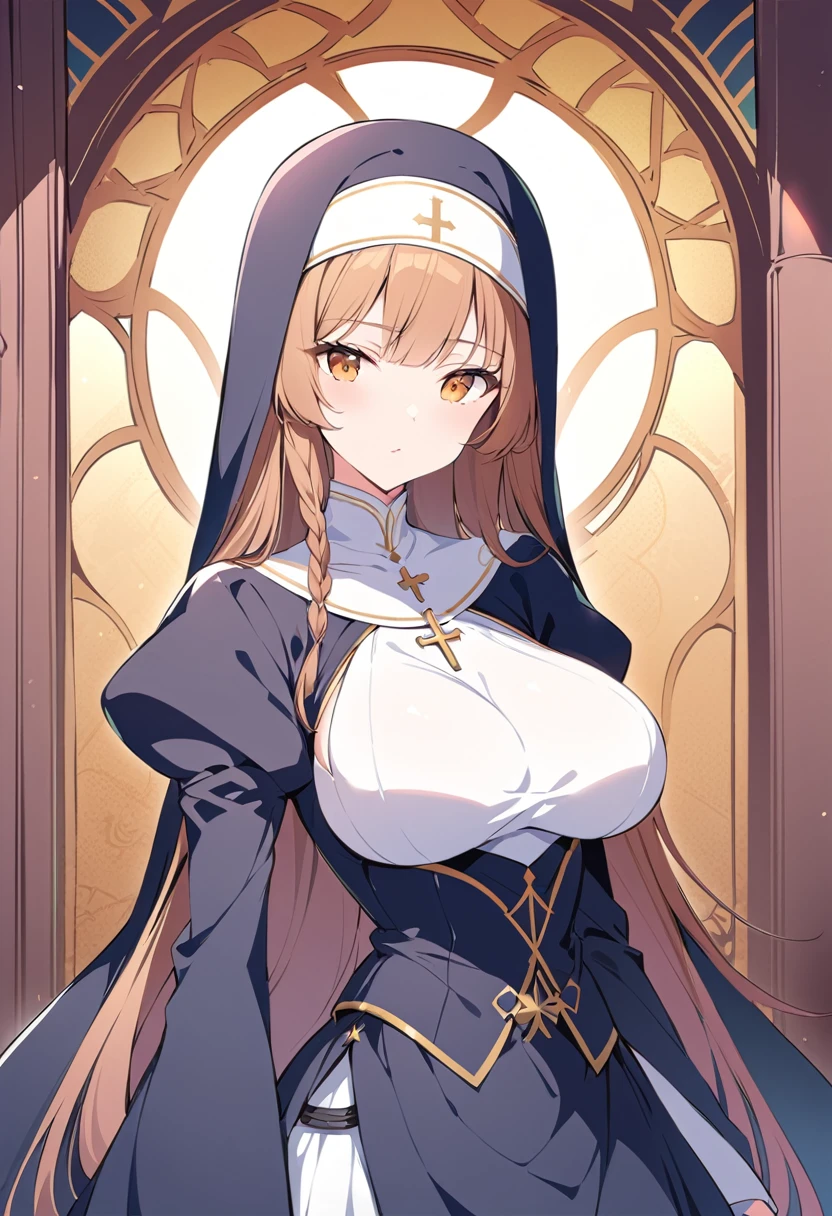 A woman ,Gorgeous,Victorian style,clavicle,The lower part of the breast is prominent and smooth,Fallen Saint,Nun's Clothes,Intricate details,Beautifully,pubic,