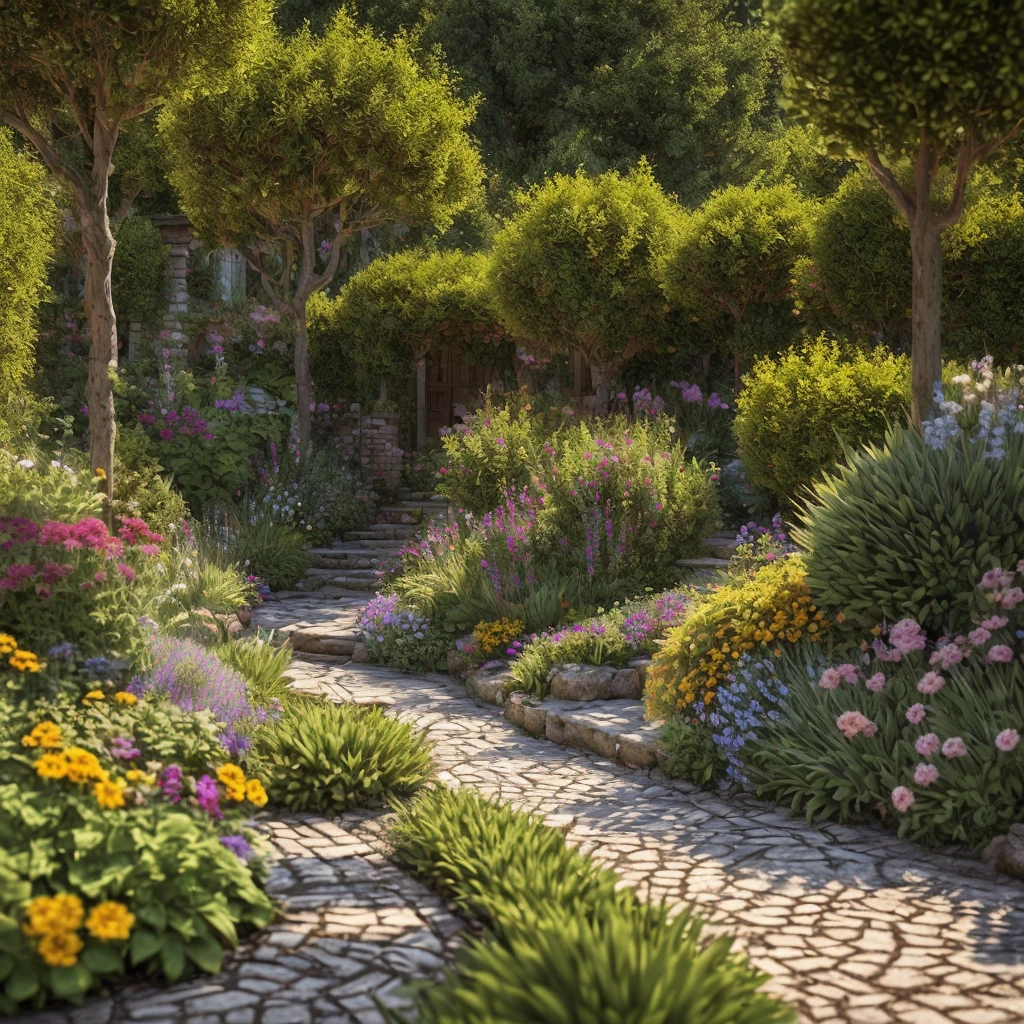 A lush, vibrant garden overrun with zombies, detailed 3D rendering, photorealistic, highly detailed, masterpiece, intricate, dramatic lighting, cinematic composition, rich color palette, beautifully blended, (best quality,8k,highres,masterpiece:1.2),ultra-detailed,(realistic,photorealistic,photo-realistic:1.37),HDR,UHD,studio lighting,extremely detailed characters,ultra-fine painting,professionally painted,vivid colors,bokeh