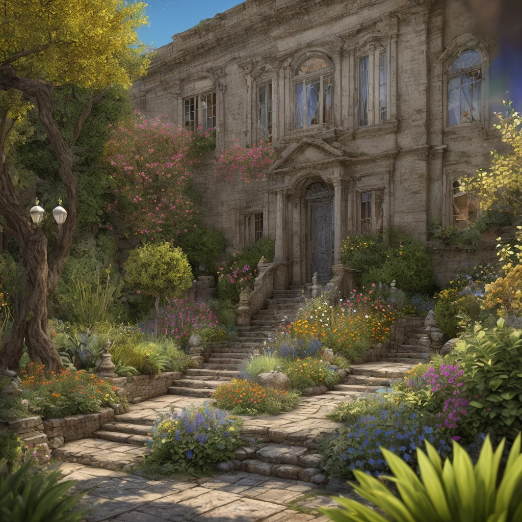 A lush, vibrant garden overrun with zombies, detailed 3D rendering, photorealistic, highly detailed, masterpiece, intricate, dramatic lighting, cinematic composition, rich color palette, beautifully blended, (best quality,8k,highres,masterpiece:1.2),ultra-detailed,(realistic,photorealistic,photo-realistic:1.37),HDR,UHD,studio lighting,extremely detailed characters,ultra-fine painting,professionally painted,vivid colors,bokeh