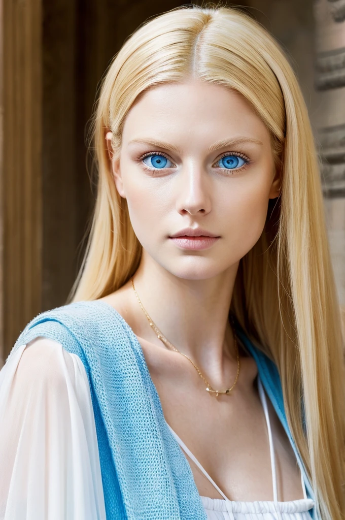 Emperor Augustus as the Most Perfect Woman in the World ( Blonde Har , Blue Eyes , White Skin )