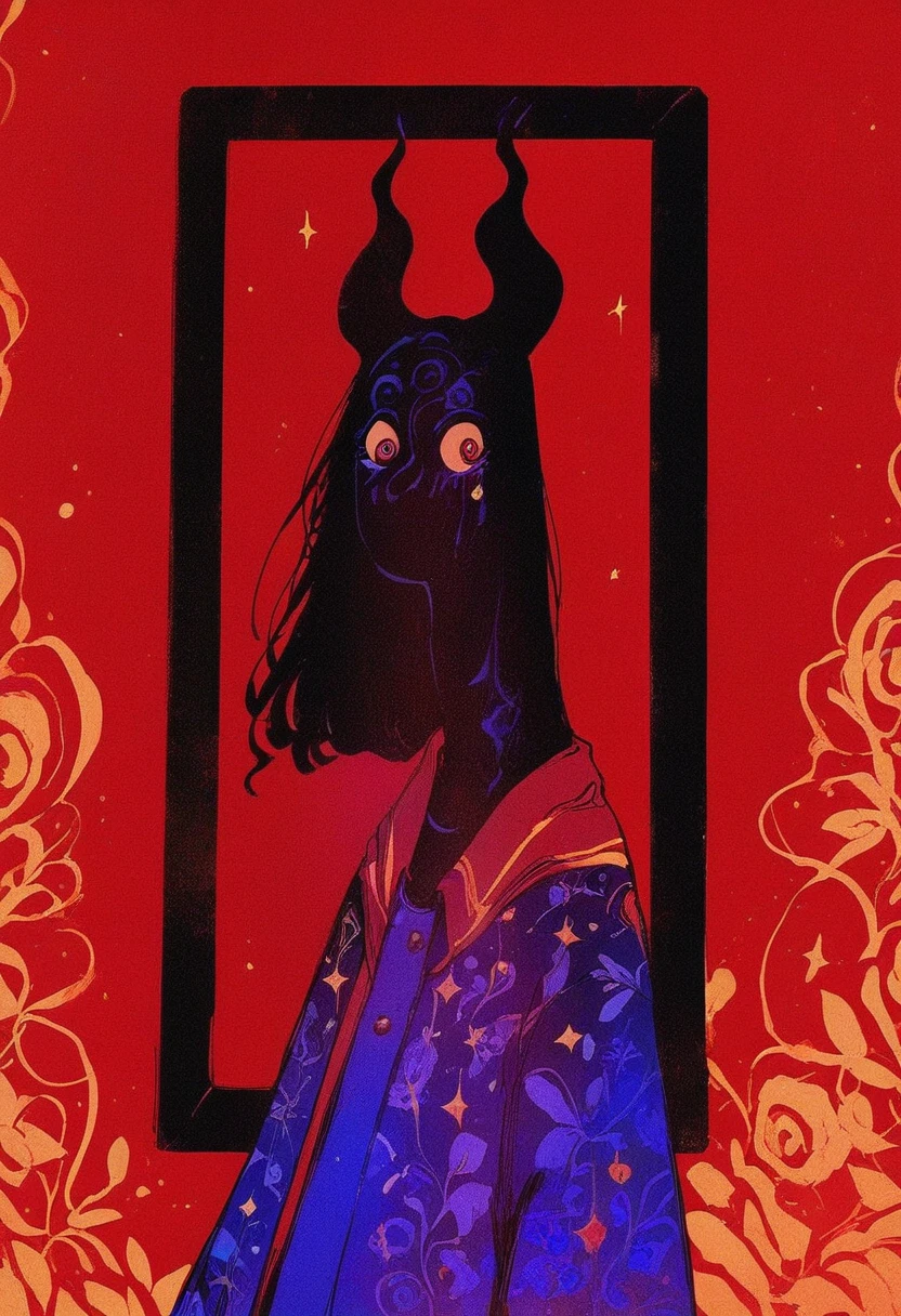 score_9, score_8_up, score_7_up, score_6_up, pop art of a silhouette of an angelic figure standing with their wings open, facing viewer, intense, red background, crisp, concise lines, low poly design,