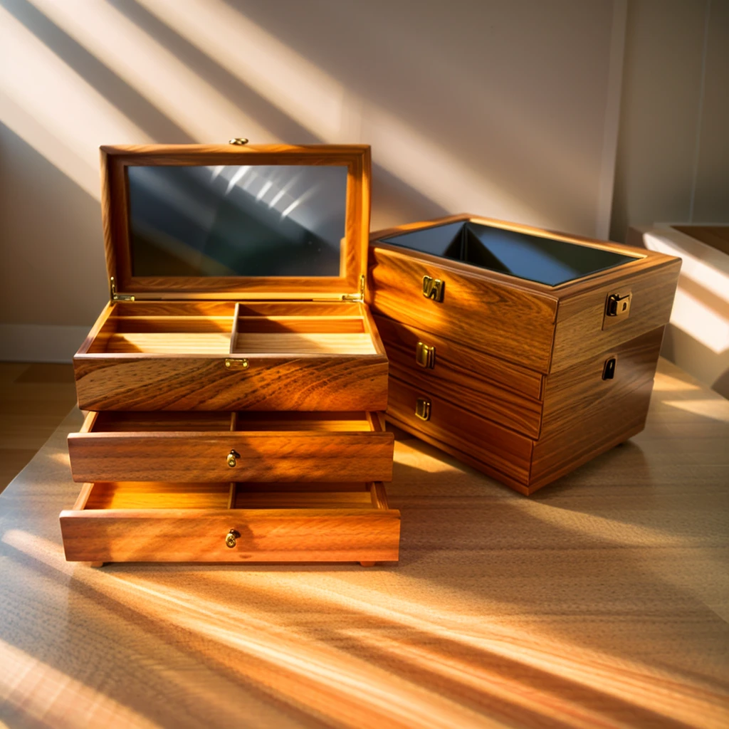In this cozy room,A ray of sunlight shone through the half-drawn curtains on the table,Let the wood grain on the watch storage box shine with a faint luster。There was a calm and peaceful atmosphere in the air around them。There are several still lifes hanging on the walls of the room,It adds a touch of elegance to the space。And on the other side of the room,The half-open window lets in the breeze,The pages on the small desk by the window turned in the wind,This quiet scene gives a sense of tranquility and comfort。