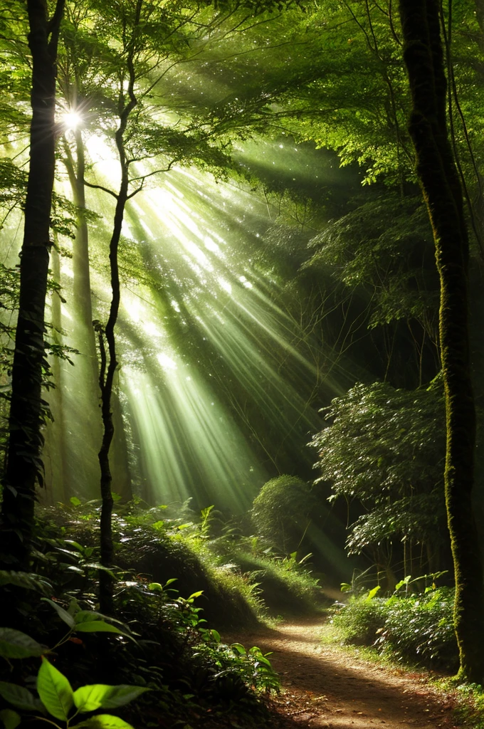Sunlight shining through trees and leaves in the rainforest, borboleta and sunshine, enchanted forest backround, rays of life, Butterflies fly, butterfly lighting, Glowing borboleta, enchanted forest background, enchanted forest, Magical jungle, very magical and dreamy, lush fairy forest, borboleta, Butterflies float in the air, in a enchanted forest, full of fairy
Mais distante, maior