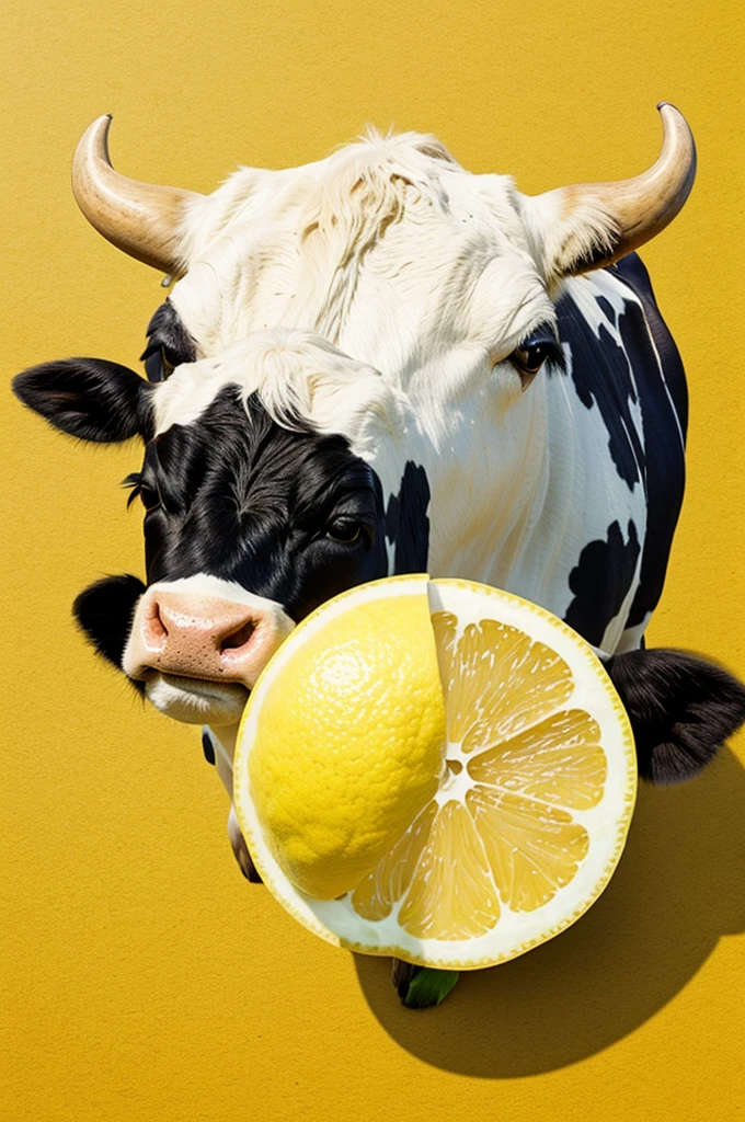 Límpido logo with a little cow grabbing a lemon 