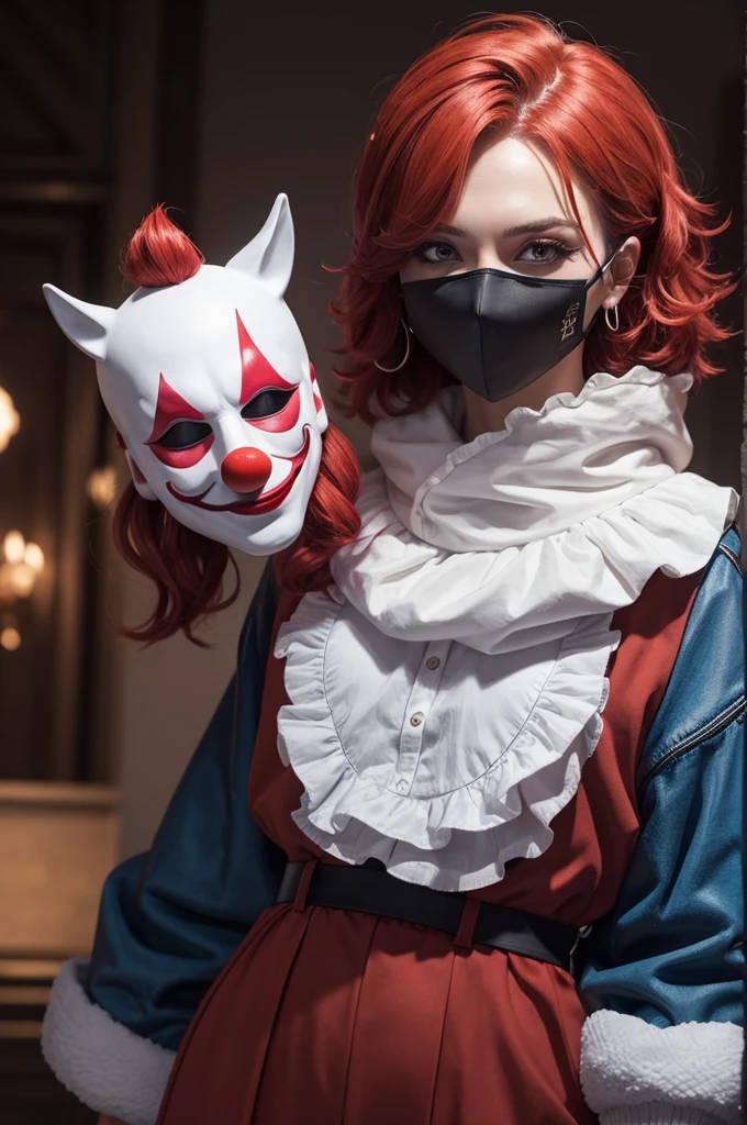 I want a male character with a clown mask and a thief's chest