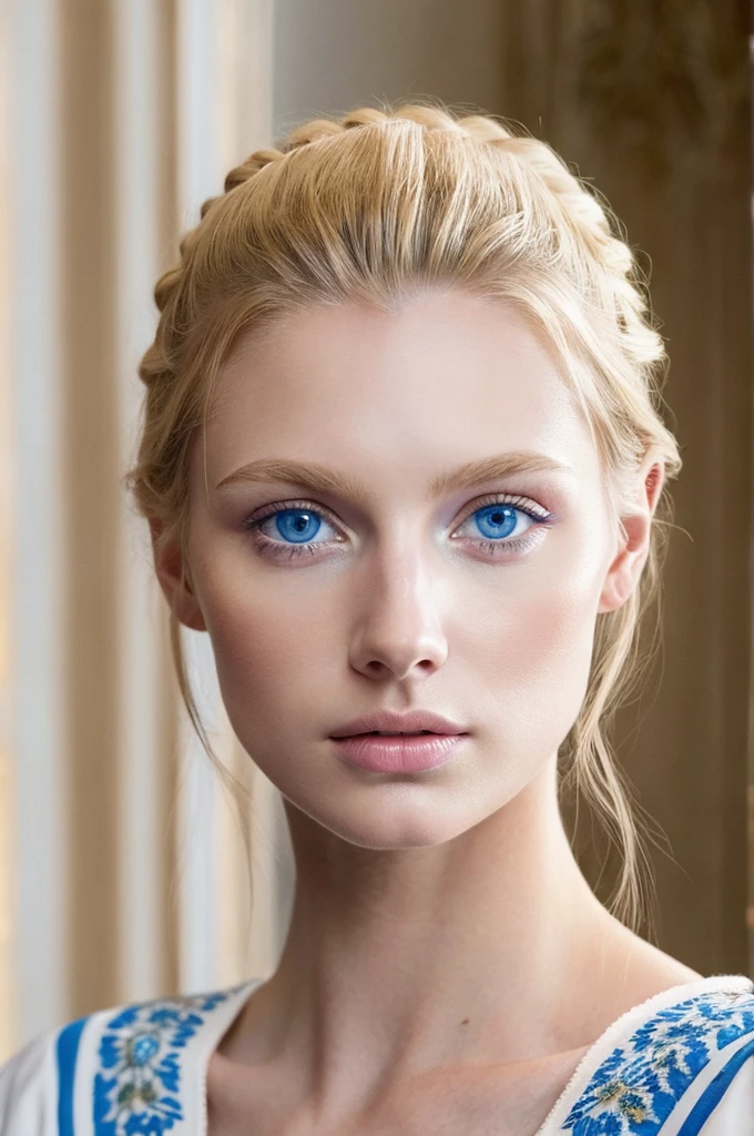 Emperor Augustus as the Most Perfect Woman in the World ( Blonde Har , Blue Eyes , White Skin )