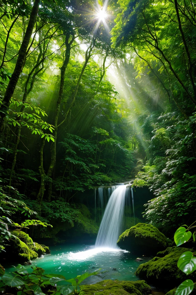 Sunlight shining through trees and leaves in the rainforest, borboleta and sunshine, enchanted forest backround, rays of life, Butterflies fly, butterfly lighting, Glowing borboleta, enchanted forest background, enchanted forest, Magical jungle, very magical and dreamy, lush fairy forest, borboleta, Butterflies float in the air, in a enchanted forest, full of fairy
Mais distante, maior, borboletas colorida 