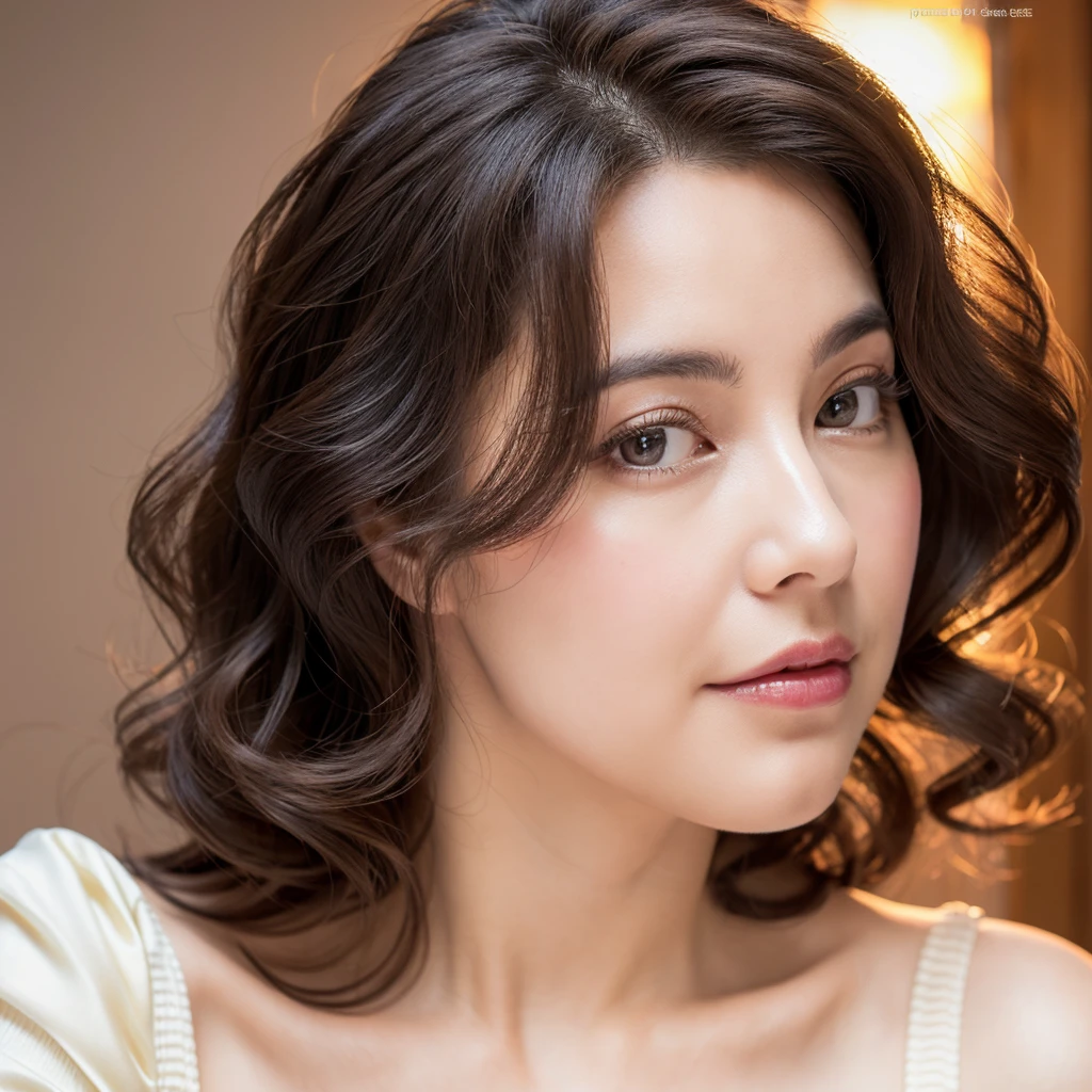 Beautiful mature woman with beautiful wavy hair and voluptuous looks, her looks is alluring, Ultra-high resolution,(Realistic:1.4), ((Highest quality)), ((masterpiece)), (be familiar with),