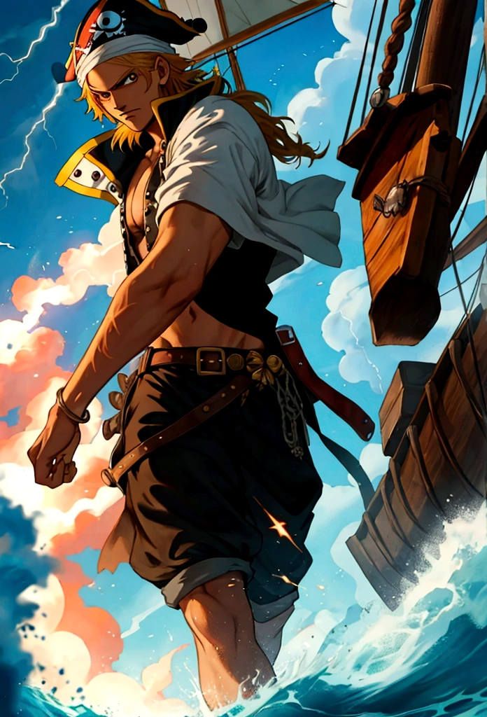 A male one piece pirate with the ability to use lightning