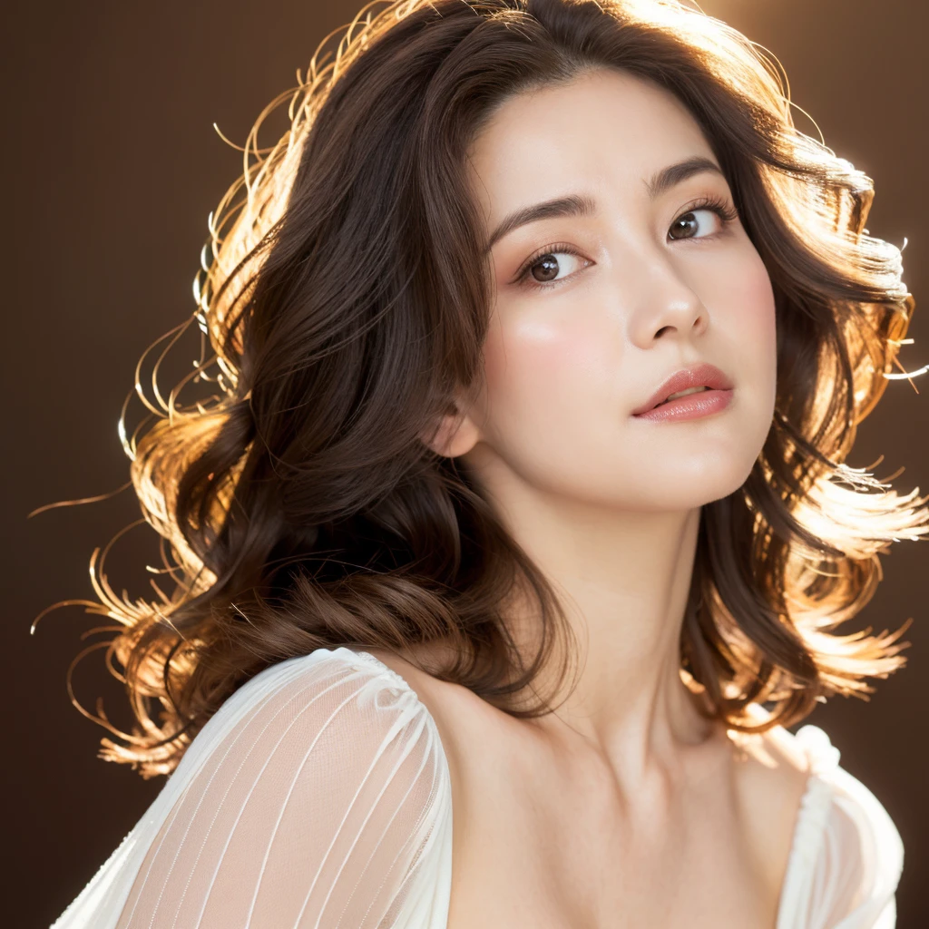 Beautiful mature woman with beautiful wavy hair and voluptuous looks, her looks is alluring, Ultra-high resolution,(Realistic:1.4), ((Highest quality)), ((masterpiece)), (be familiar with),