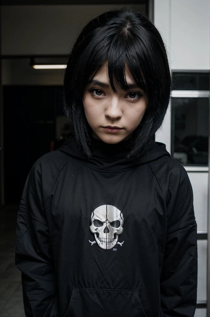 skull anime character wearing black clothes