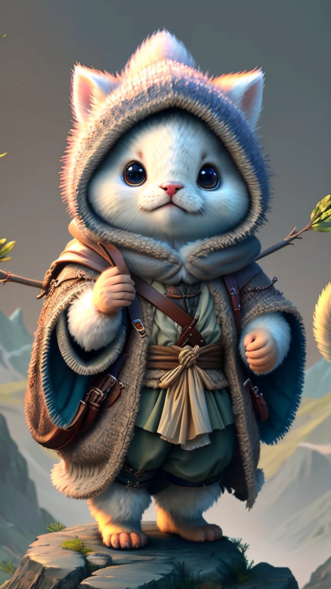 Best image quality、"Highly detailed inspirational concept art、Create an adorable creature masterpiece. Let your imagination run wild", (mahjong), High Detail, 8K、Best image quality、Hunter costume in medieval Europe、Carry a bow and arrow and a bow stand、