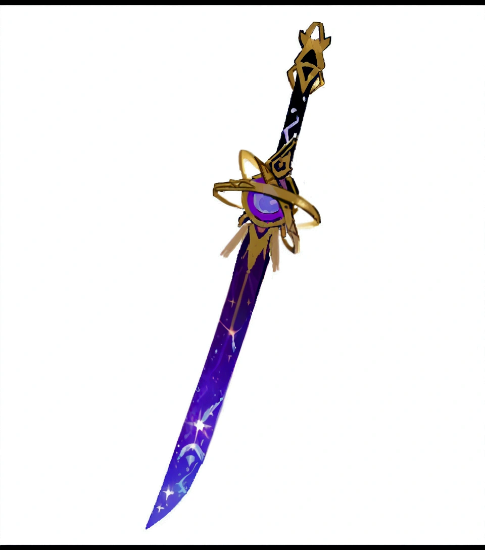 Close up of a purple sword with gold and purple patterns, Magic Sword, Shining Sword, shinning sword, Fantasy Sword, Beautiful sword, Fantasy Blade, Sword weapons, Glowing sword, Fantasy weapons, The style of the Ghost Slayer Blade, Intricate Fantasy Spear, Fantasy Sword of warrior, Huge sword, Holographic Blade!, Golden Sword, Magic Sword, Tech Legend Sword