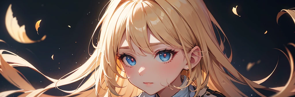 Masterpiece, Highest quality, Special details, illustration, beautiful details, depth of field, Dynamic angle, วอลล์เปเปอร์ 8K, Portrait, The best quality of light and shadow, 4K, 8K, CG, great details, blurred background, upper body, Contemporary, set, Blonde, long hair, beautiful eyes, beautiful splash