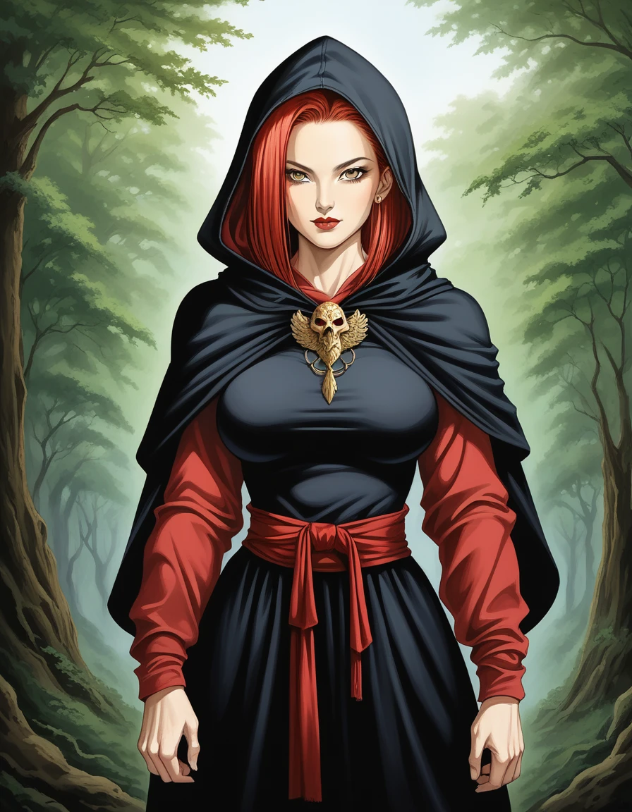 Photorealistic 4D full hj anime digital painting, modern girl Pain Naruto big eye mel brilhantes + Jinx Devil fênix negra with the image of a red eagle in a pleasing mix, taking inspiration from detailed forms of, dressed in an illustrious black dark jaketa Hood Black enhanced by the artistic styling of artists like Jose Royo, Boris Vallejo, Julie Bell, Carne Griffiths, Benedick Bana, Brian Froud, Eric Wallis, combines the mystique of fantasy