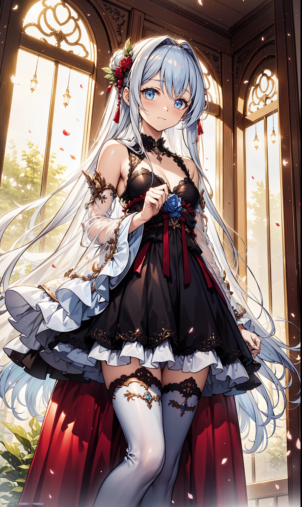solo person,(the night:1.2),inside in room,An expectant expression,(Cute ),See-through Pajamas,see-through sleeves,Enchanted,Petal edges,(Light colors:1.3),downy,Divine decoration,Sacred motifs,Lace,Ruffles,extremely detailed CG 8k wallpaper,best qualtiy,tmasterpiece,A high resolution,Delicate and beautiful face,intricate detailed clotheovie lighting