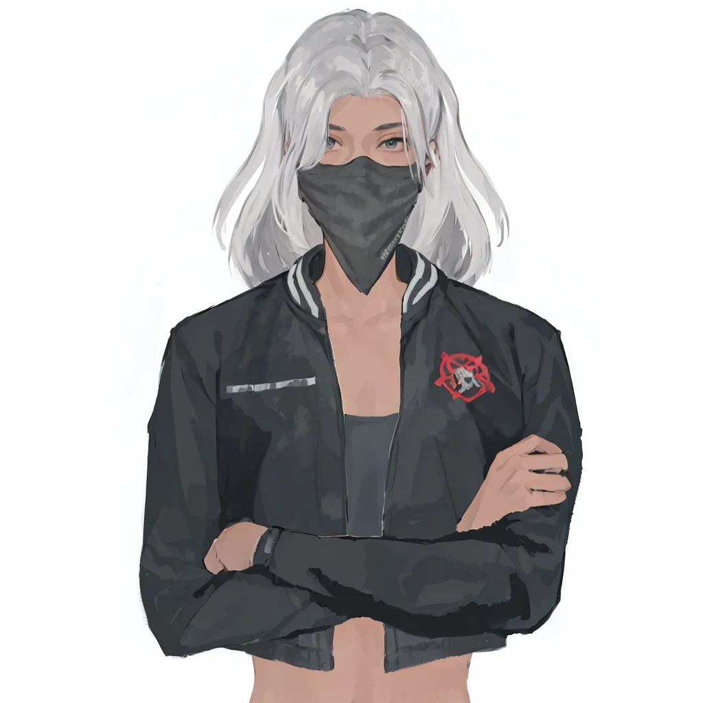 (masterpiece:1.2, best quality), (1girl, solo, upper body:1.2),flat face ,Hair: buzz cut, Clothing: oversized, distressed denim jacket with patches and pins, paired with black skinny jeans and combat boots, Hanging out in an underground music venue or street art exhibit