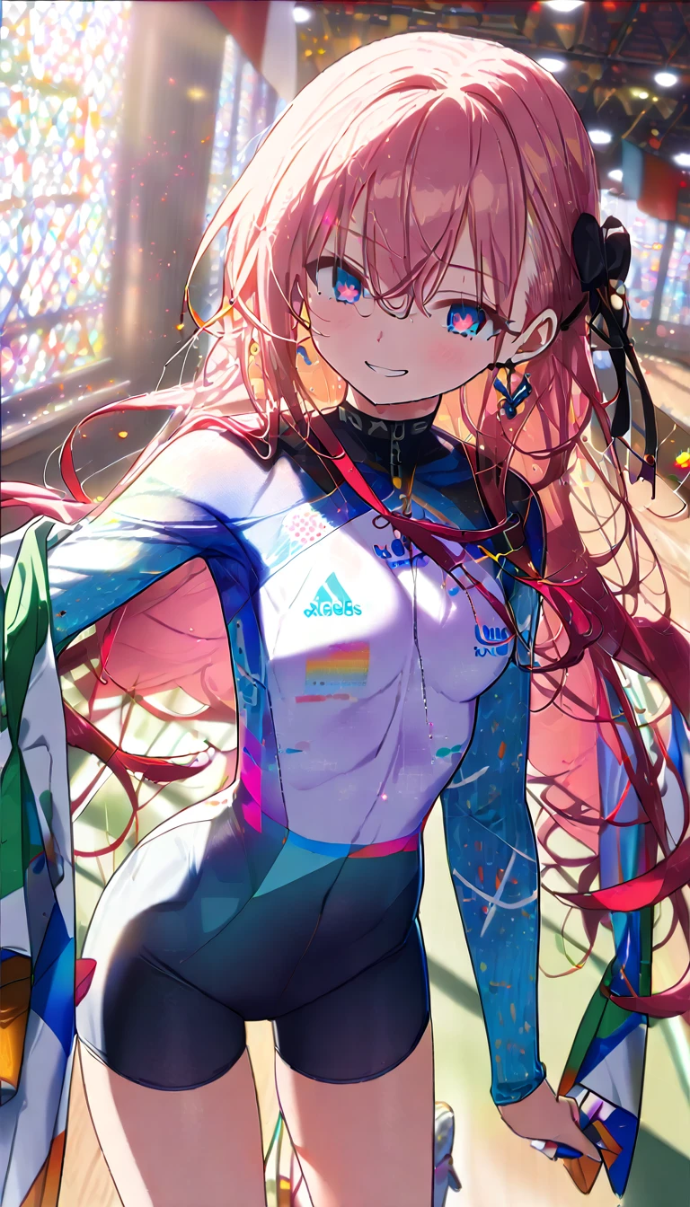 highquality illustration, masterpiece, very delicate and beautiful, attractive girl,(colorful leotard, heattech leotard,tight leotard,long_sleeve leotard,ribbed leotard,high_leg leotard,turtleneck leotard), thin,slender body,slim,gymnastics club,2 girls,gymnastics athlete,bare legs,gymnasium background,beautiful eyes, light smile,(masterpiece, best quality:1.2), highres, extremely detailed CG unity 8k wallpaper, perfect lighting, Colourful, ultra-high res,4K,ultra-detailed, photography, 8K, HDR, 17 ages,