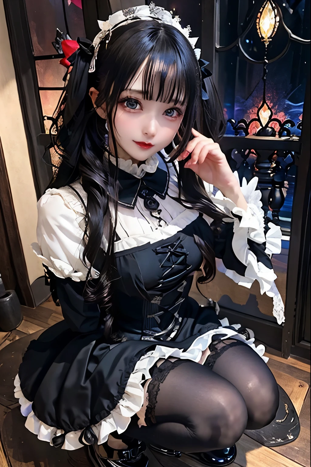 Hard Dark Gothic Makeup、Black dark eyeshadow、sad、Good skin radiance、Dark Gothicメイク、Dark smile、palace、The beauty of fragrance、24-years-old、Expression of intense sexual pleasure、Embarrassed look、Dark Gothic、Highest quality、Expression of sexual pleasure amid suffering、Drunk face、紫のMaid clotheysterious、Noble、sexy、Loving smile、Twin tail hair、Right blue eye, Left eye is red、Super tempting pose、Platform Heel Shoes、Heavy makeup、Gothic ta clothes、Silver Hair、Long Hair Straight Hair、Cute Gothic Loliress、Beautiful Face、elegant features、Attractive face、Stained glass is the background、Chest glistening with sweat、The room is dark、goth long dress、Bell Sleeves、Wizard Sleeve、Decadent look、Sexually excited expression、Glossy thighs wet with water、Thighs that are wet and shiny with oil、Background of a room full of roses、sad expression、Rose Maiden、The embroidery is pink、The dress has pink embroidery.、Thigh-high socks、Knee-high socks、Gentle expression、Dark black eyeshadow、Stained glass and rose background、thighs are a little thin、Female Duo、Female couple、dark church background、Stained glass、Black metal world、Dark Castle、Dark Room、Slender body、gothic long dress、Victorian dress、Small breasts、Hold the wine in your right hand、Hold the lantern in your left hand、pantyhose、The bed is covered with roses、Her thighs are shining with sweat、My body is wet and shiny、Lots of glitter on the thighs、sweating、My thighs are sticky from sweating、Sweat glistening on my thighs, The whole body is sweaty and shiny、I sweated a lot.、My thighs are sweaty、My thighs are wet、My thighs are shining with sweat、A lot of sweat glistening all over the body、Slender body、Put your head on the pillow、Sleeping on a bed、Beautiful legs、Sleep with your legs stretched、Lying in bed、