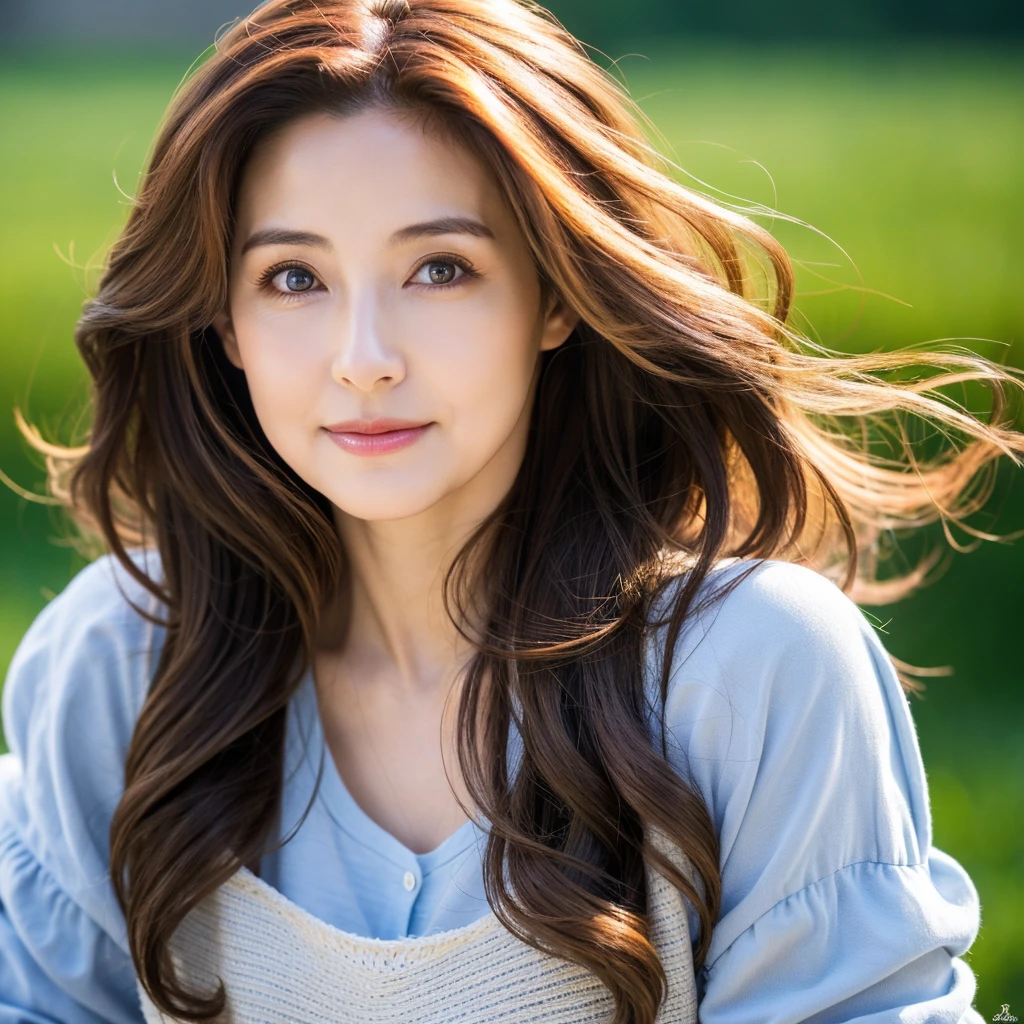 Beautiful mature woman with beautiful wavy long hair, she is alluring, Ultra-high resolution,(Realistic:1.4), ((Highest quality)), ((masterpiece)), (be familiar with),