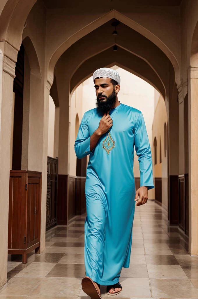 Muslim man going to namaz AI cartoon image