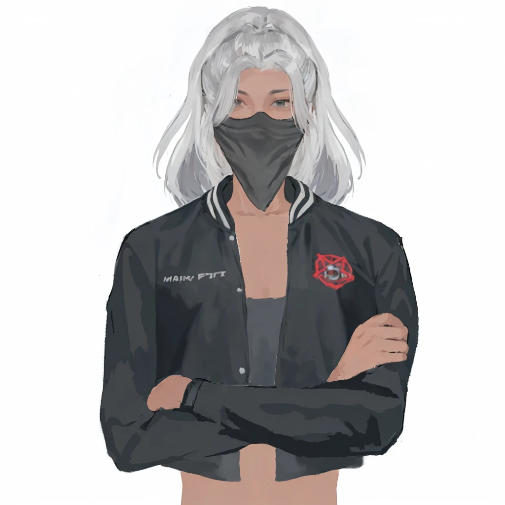 (masterpiece:1.2, best quality), (1girl, solo, upper body:1.2),flat face ,Hair: buzz cut, Clothing: oversized, distressed denim jacket with patches and pins, paired with black skinny jeans and combat boots, Hanging out in an underground music venue or street art exhibit