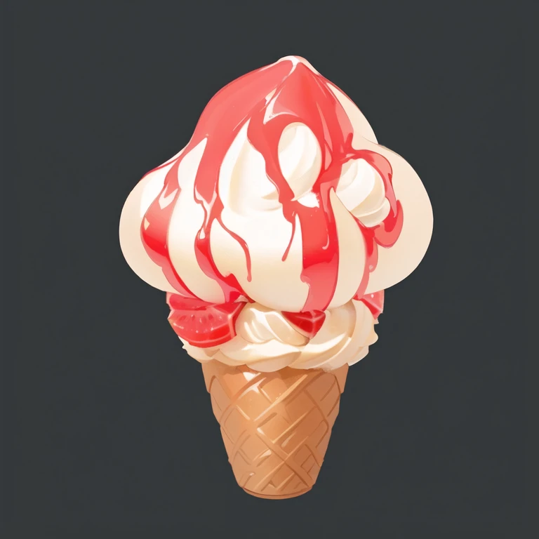 there is a chocolate and vanilla Watermelon ice cream cone with a cherry on top, Watermelon ice cream cone, Watermelon ice cream, Watermelon ice cream on the side, made in illustrator, cone, stylized Digital Illustration, Watermelon ice cream cones, Rendering illustration, Watermelon ice cream, Digital Illustration, Watermelon ice cream, Game Icon Assets, Created using Adobe Illustrator, melt, detailed Digital Illustration