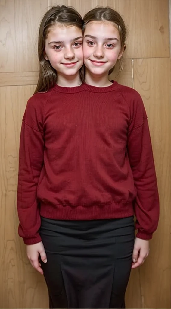 2heads, two headed girl, (one head 12 year old girl:1.5), (one head 16 year old girl:1.5)
