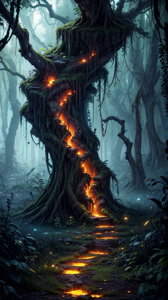 highly-detailed, epic battle between lush, overgrown plants and hordes of zombies, cinematic dramatic lighting, vibrant colors, surreal fantasy atmosphere, intricate organic textures, (best quality,4k,8k,highres,masterpiece:1.2),ultra-detailed,(realistic,photorealistic,photo-realistic:1.37),hyper-realistic, dramatic camera angle, gritty post-apocalyptic setting, twisted and gnarled tree roots, thick vines and creepers, decaying zombie flesh, glowing spores and bioluminescent fungi, intense action, dynamic composition, volumetric lighting, cinematic shading and rendering