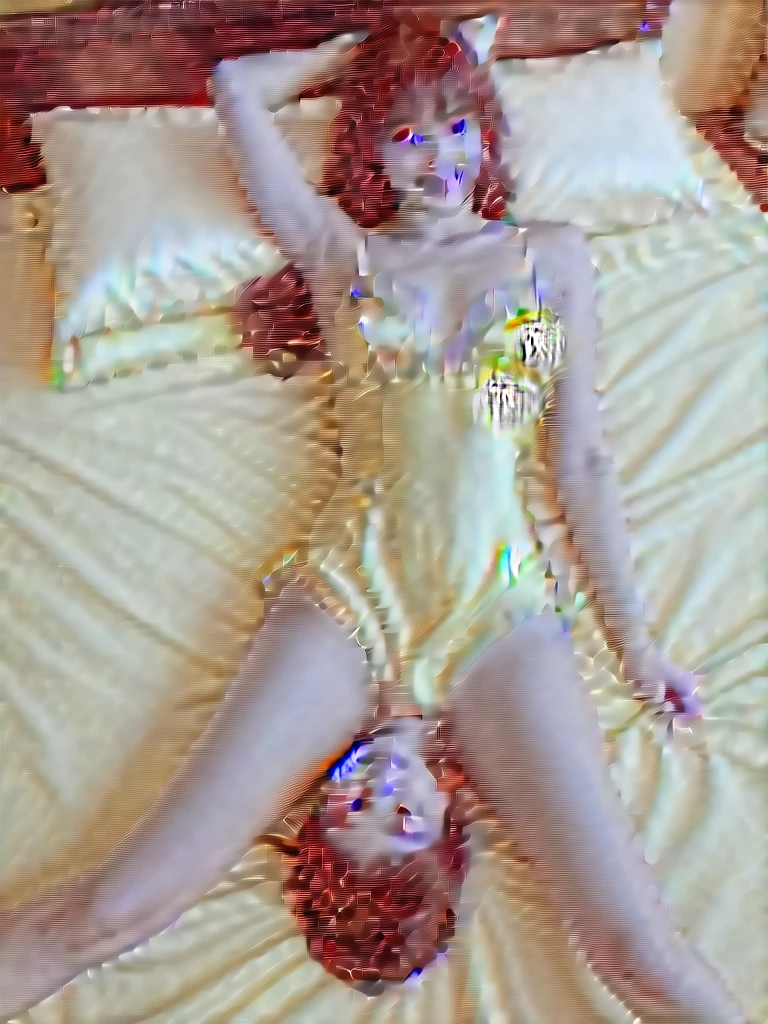 masterpiece, 1 woman per 1photo, full body shot, composition looking subject down from above, a young pretty woman, hyper pretty face with a smile, 18 years old, shoulder length hair, wearing only a sleeveless silky satin light blue chemise with white laces, , wet body, glossy lips, glamorous figure, lying on her back and spreading legs on the silk bed, silk pillow, silk bed sheets, double eyelids in both eyes, natural makeup, long eyelashes, shiny smooth light brown hair, asymmetrical bangs, fair skin, central image, 8K resolution, high detail, detailed hairstyle, detailed face, spectacular cinematic lighting, octane rendering, vibrant, hyper realistic, perfect limbs, perfect anatomy