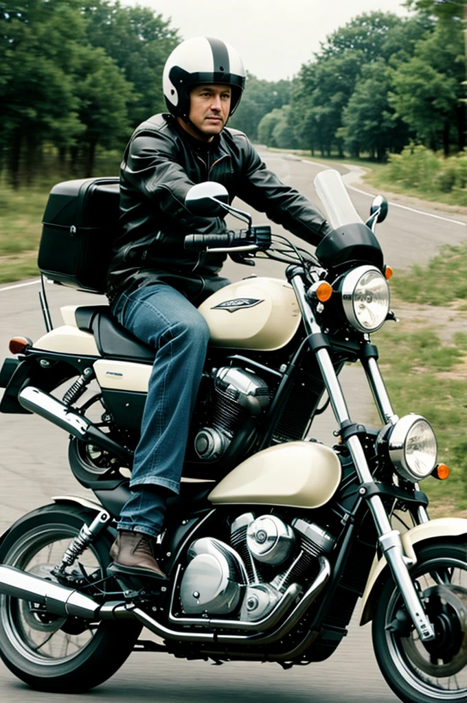 John Foronda driving a motorcycle 
