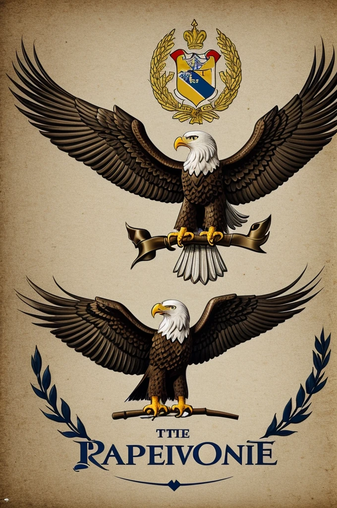 Generate a logo for a political party that has a royal eagle and various things related to renewal and is called PARENA