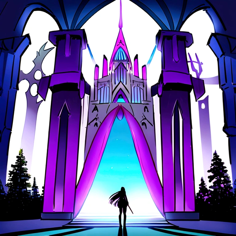 tabletop, better_品質, 1 girl in, standing alone, Princess Zelda, nintendo, A Legend of Zelda, album，full nude Create a scene with a city with medieval and slightly futuristic buildings, use colors like purple, white and azure