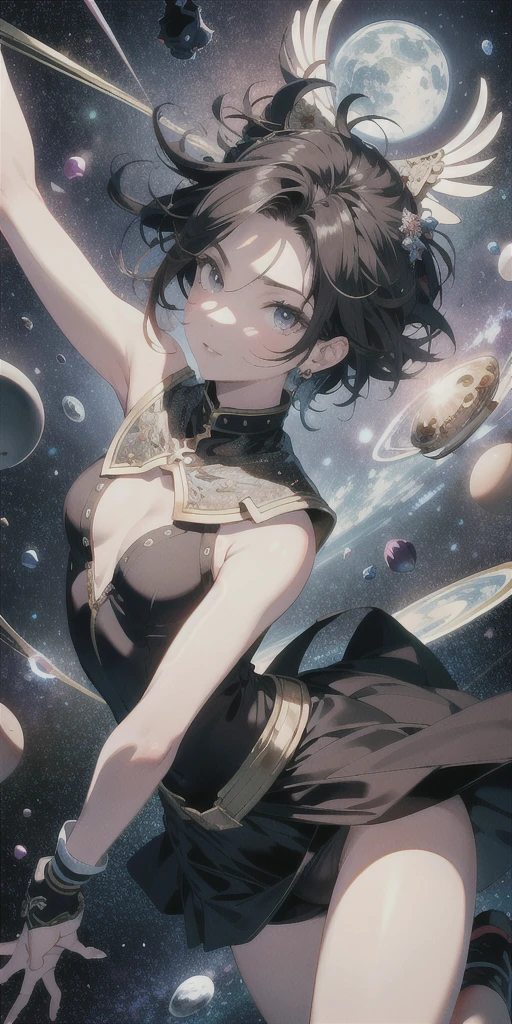 ridiculous resolution, high resolution, (masterpiece:1.4), super detailed, 1boy, seen from above, space, floating, --v 6
