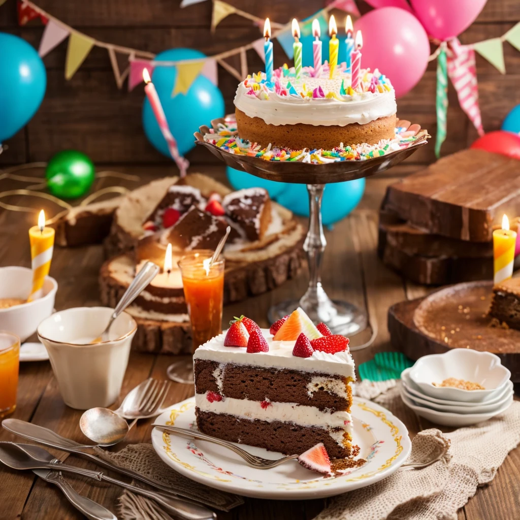 Birthday  cake for several adults and children