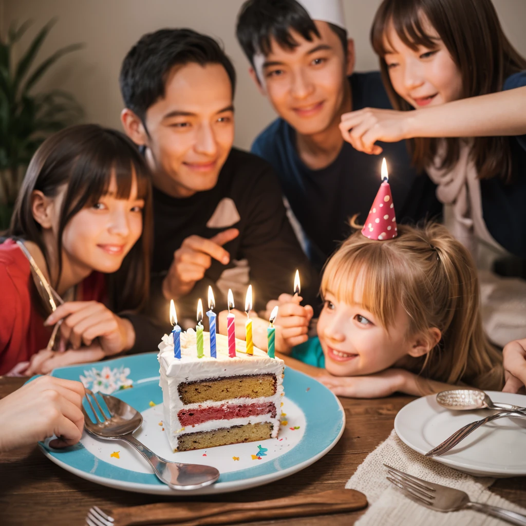 Birthday cake for several adults and children