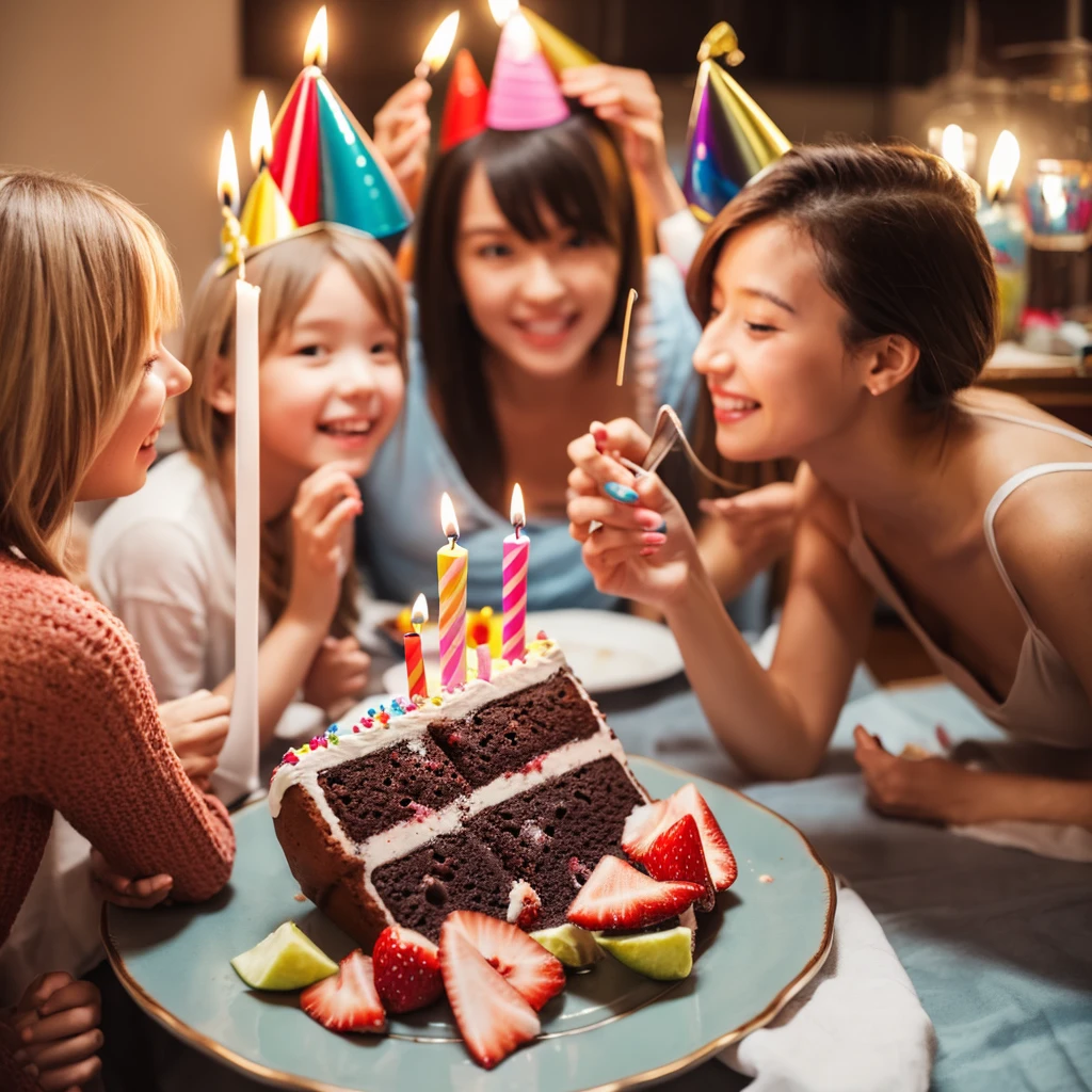 Birthday cake for several adults and children