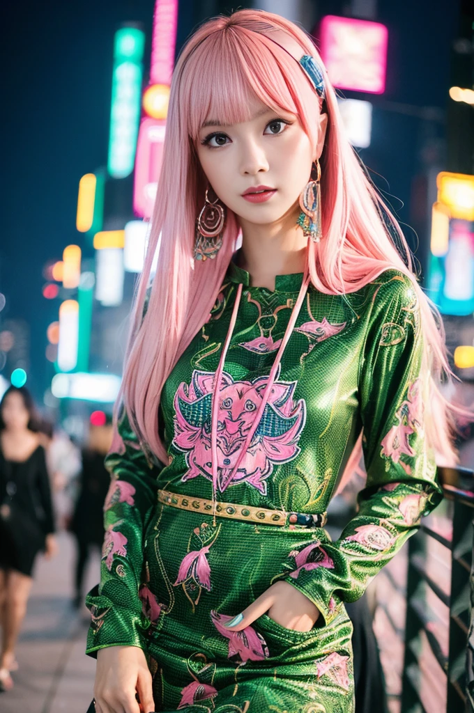 (spread pussy:1.3),(Pink Hair :1.3),masterpiece, Highest quality, Wear unique Harajuku style clothing,The mint green colour stands out,Bold colors and patterns, Eye-catching accessories, Trendy and innovative hairstyles, Bright makeup, Stunning cyberpunk cityscapes, Skyscraper, Neon Signs, LED Light, Bright and vivid color scheme, anime, shape, Fine skin, High quality fabric, Intricate details, Very detailed,Low - Angle, whole body, vision(avert your eyes:1.4),Dynamic pose、Hand holding a sword、With a sword in hand.