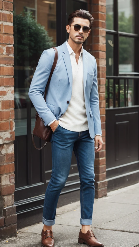 Town　Casual cool man&#39;s upper body　No sunglasses